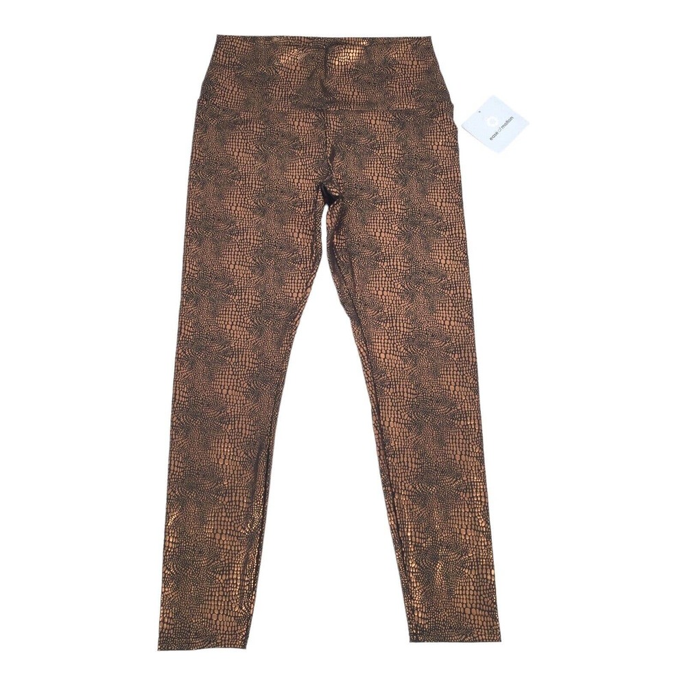 NWT Ease of Motion Copper Snakeskin Print Leggings Size Medium Womens Bronze M